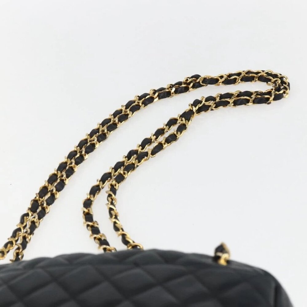 CHANEL Chain Matelasse Shoulder Bag Lamb Skin Black Gold CC Auth ar13902 - Picture 12 of 16